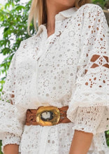 Load image into Gallery viewer, Miss June Paris Woven Leather Belt / Tan / Silver