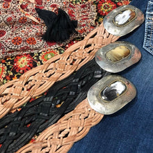Load image into Gallery viewer, Miss June Paris Woven Leather Belt / Tan / Silver