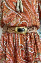 Load image into Gallery viewer, Miss June Paris Woven Leather Belt / Tan / Gold