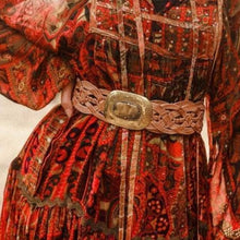 Load image into Gallery viewer, Miss June Paris Woven Leather Belt / Tan / Gold