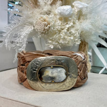 Load image into Gallery viewer, Miss June Paris Woven Leather Belt / Tan / Silver