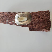 Load image into Gallery viewer, Miss June Paris Woven Leather Belt / Tan / Silver