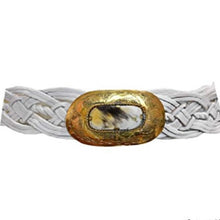 Load image into Gallery viewer, Miss June Paris Woven Leather Belt / White / Gold
