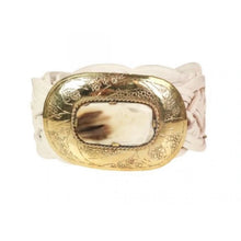 Load image into Gallery viewer, Miss June Paris Woven Leather Belt / White / Gold