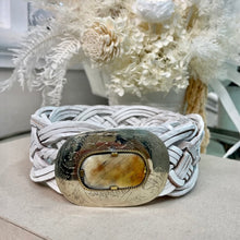 Load image into Gallery viewer, Miss June Paris Woven Leather Belt / White / Silver
