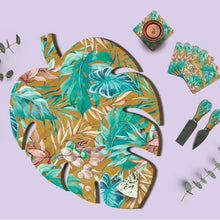 Load image into Gallery viewer, Serving Platter / Wall Art / Monstera Leaf / Turquoise Tranquility
