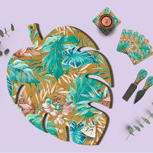 Load image into Gallery viewer, Serving Platter / Wall Art / Monstera Leaf / Turquoise Tranquility