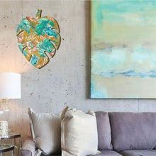 Load image into Gallery viewer, Serving Platter / Wall Art / Monstera Leaf / Turquoise Tranquility