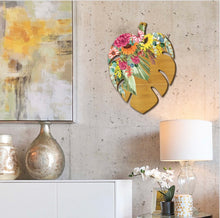 Load image into Gallery viewer, Serving Platter / Wall Art / Monstera Leaf / Spring Bouquet