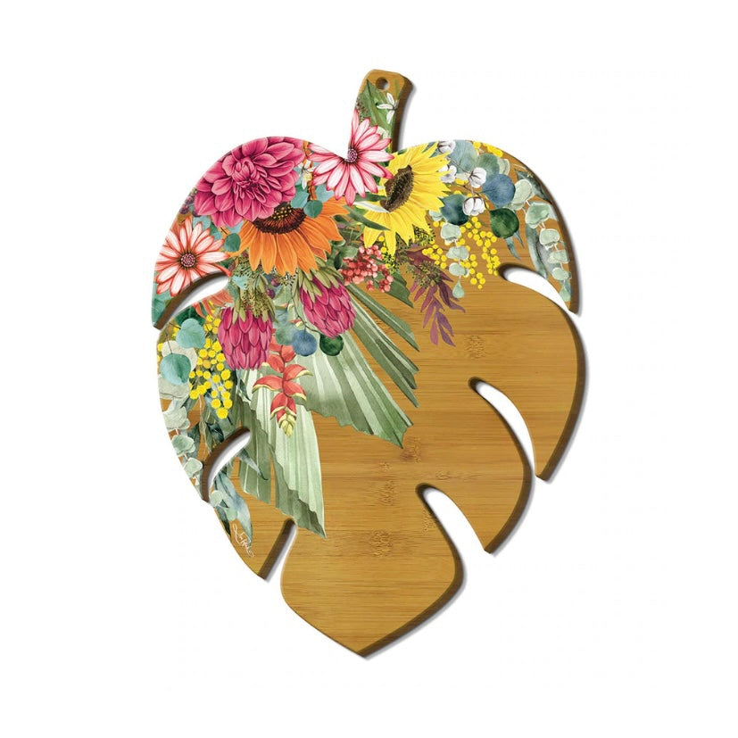 Serving Platter / Wall Art / Monstera Leaf / Spring Bouquet