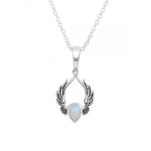 Elena Sterling Silver Angel Wings Moonstone Necklace