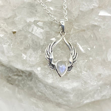 Load image into Gallery viewer, Elena Sterling Silver Angel Wings Moonstone Necklace
