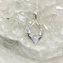 Load image into Gallery viewer, Elena Sterling Silver Angel Wings Moonstone Necklace