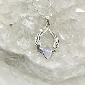 Elena Sterling Silver Angel Wings Moonstone Necklace