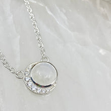 Load image into Gallery viewer, Luna Sterling Silver Crescent Moon Moonstone Necklace
