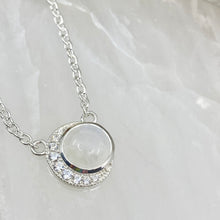 Load image into Gallery viewer, Luna Sterling Silver Crescent Moon Moonstone Necklace