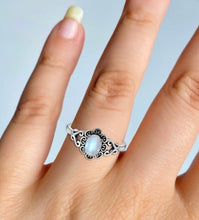 Load image into Gallery viewer, Bella Sterling Silver Scroll Moonstone Ring
