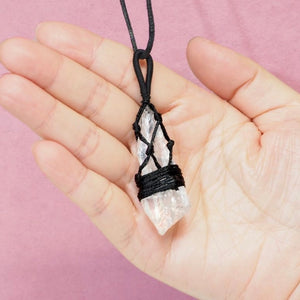 Natural Clear Quartz Netted Necklace
