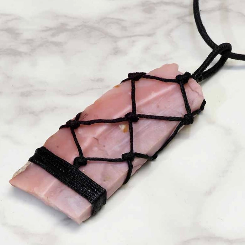 Natural Pink Opal Netted Necklace