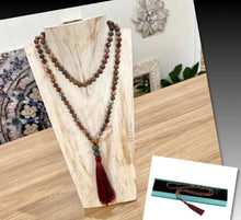 Load image into Gallery viewer, Outback Jasper / 108 Mala Bead Tassel Necklace