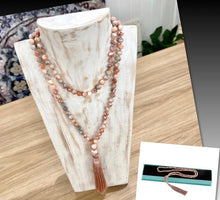 Load image into Gallery viewer, Pink Matrix / 108 Mala Bead Tassel Necklace
