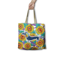 Load image into Gallery viewer, Shopping Bag / Sunflower Dachshund
