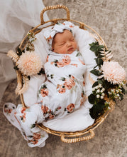 Load image into Gallery viewer, Rosebud / Baby Jersey Wrap & Topknot Set