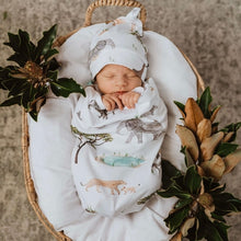 Load image into Gallery viewer, Safari / Snuggle Swaddle & Beanie Set