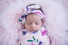Load image into Gallery viewer, Floral Kiss / Snuggle Swaddle & Topknot Set