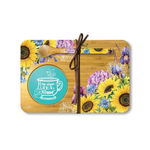 Tea Time Tray & Spoon / Smiling Sunflowers