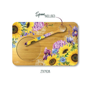 Tea Time Tray & Spoon / Smiling Sunflowers