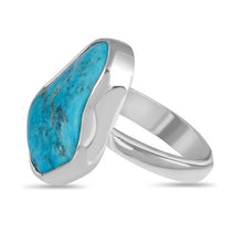 Load image into Gallery viewer, Maya Sterling Silver Turquoise Rough Ring / Adjustable
