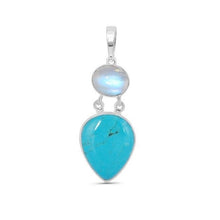 Load image into Gallery viewer, Eden Sterling Silver Turquoise /  Moonstone Pendant