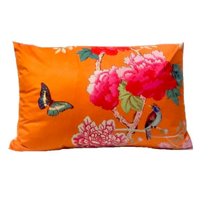 Orange Birds 2 Velvet Cushion / Rectangular