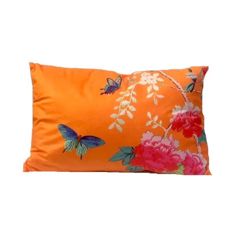 Orange Birds 4 Velvet Cushion / Rectangular