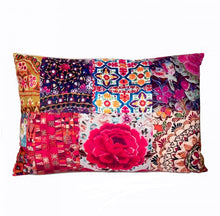 Load image into Gallery viewer, Pink Embroidery 1 Velvet Cushion / Rectangular
