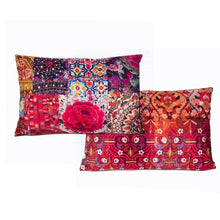 Load image into Gallery viewer, Pink Embroidery 1 Velvet Cushion / Rectangular