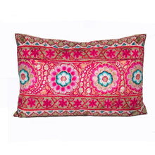 Load image into Gallery viewer, Pink Embroidery 2 Velvet Cushion / Rectangular
