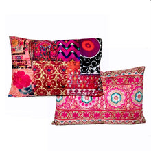 Load image into Gallery viewer, Pink Embroidery 2 Velvet Cushion / Rectangular
