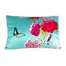 Load image into Gallery viewer, Turquoise Birds Velvet Cushion / Rectangular
