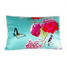 Load image into Gallery viewer, Turquoise Birds Velvet Cushion / Rectangular