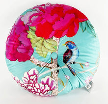 Load image into Gallery viewer, Turquoise Birds Velvet Cushion / Round
