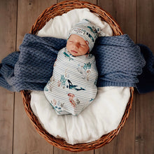 Load image into Gallery viewer, Whale / Snuggle Swaddle & Beanie Set