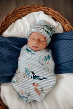 Load image into Gallery viewer, Whale / Snuggle Swaddle & Beanie Set