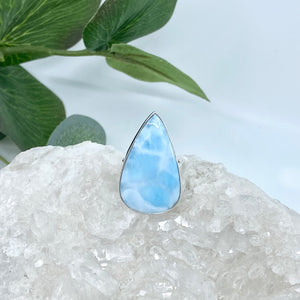 Clementine Sterling Silver Larimar Ring / Adjustable