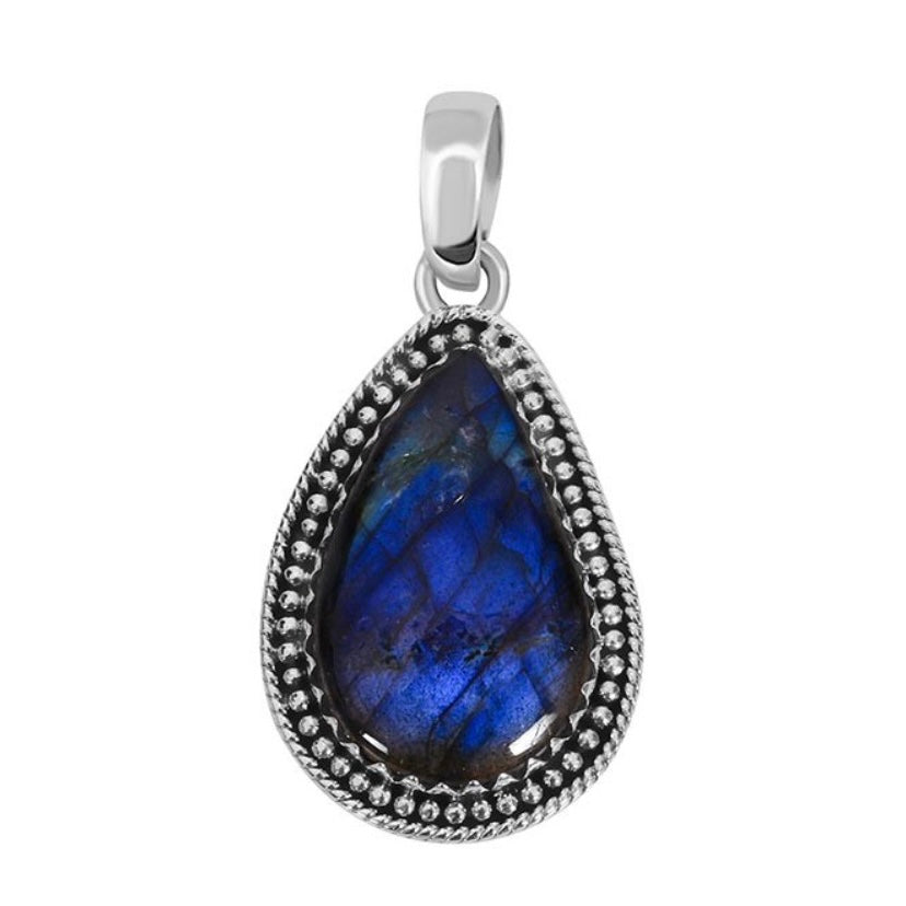 Delilah Sterling Silver Teardrop Labradorite Pendant