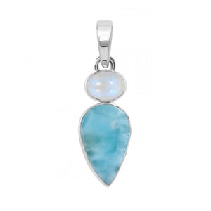 Isabella Sterling Silver Larimar / Moonstone Pendant