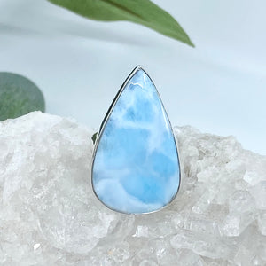 Clementine Sterling Silver Larimar Ring / Adjustable