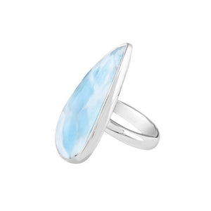 Clementine Sterling Silver Larimar Ring / Adjustable