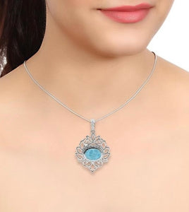 Lotus Sterling Silver Larimar Pendant